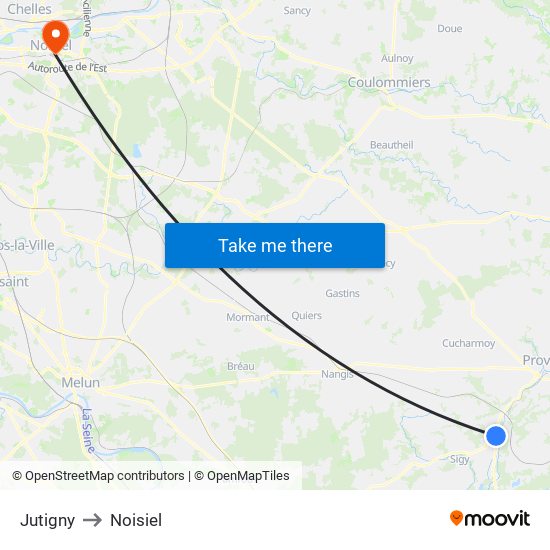 Jutigny to Noisiel map