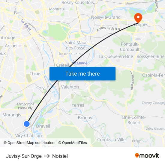 Juvisy-Sur-Orge to Noisiel map