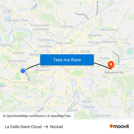 La Celle-Saint-Cloud to Noisiel map
