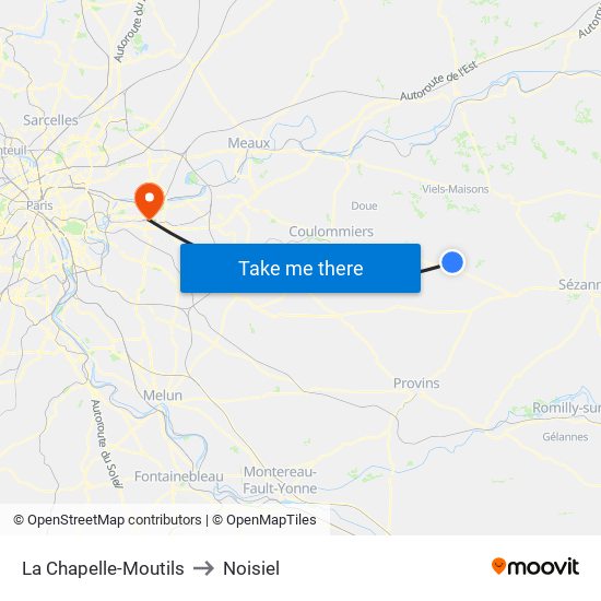 La Chapelle-Moutils to Noisiel map