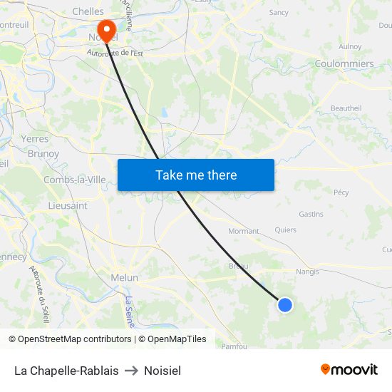 La Chapelle-Rablais to Noisiel map