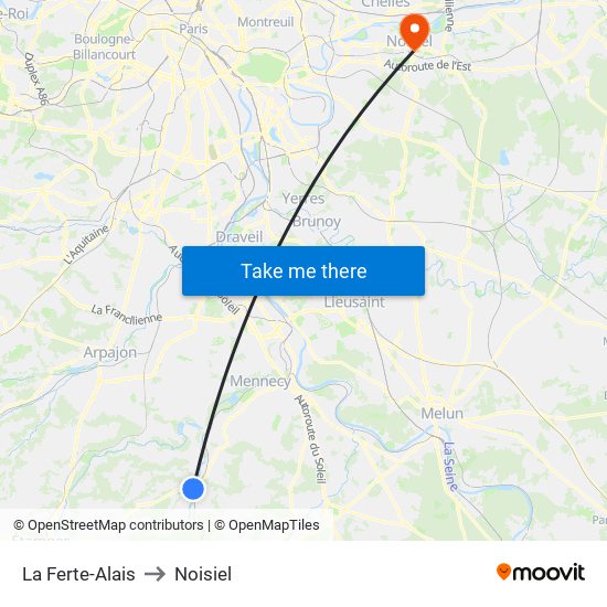 La Ferte-Alais to Noisiel map