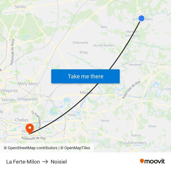 La Ferte-Milon to Noisiel map