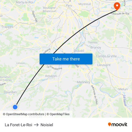 La Foret-Le-Roi to Noisiel map