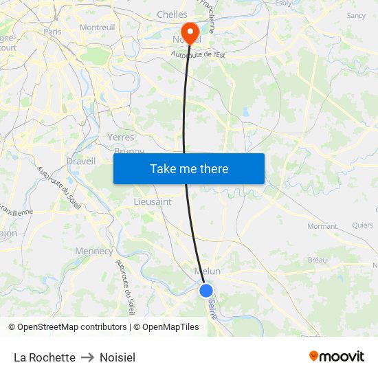 La Rochette to Noisiel map