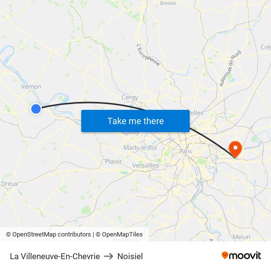 La Villeneuve-En-Chevrie to Noisiel map
