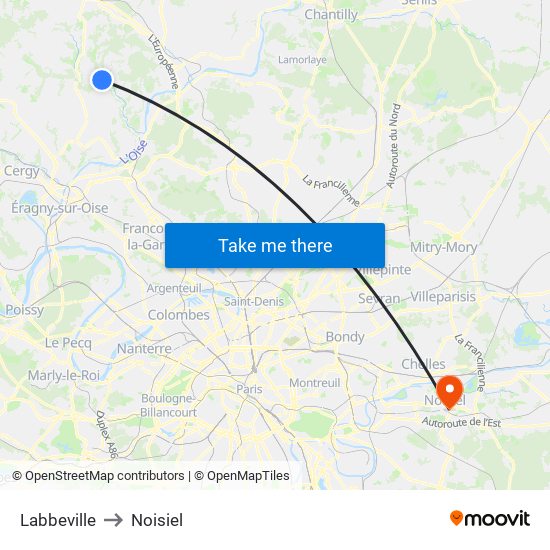Labbeville to Noisiel map