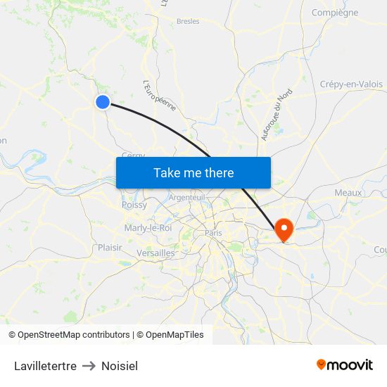 Lavilletertre to Noisiel map