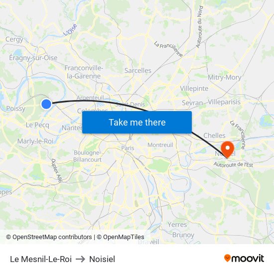 Le Mesnil-Le-Roi to Noisiel map