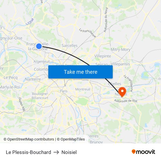 Le Plessis-Bouchard to Noisiel map