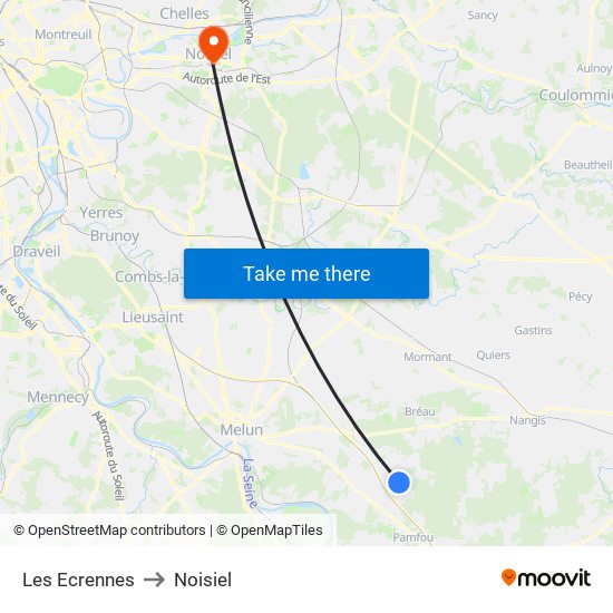 Les Ecrennes to Noisiel map