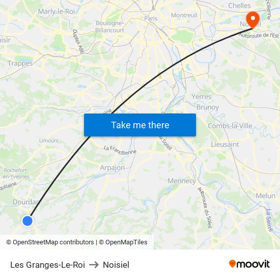 Les Granges-Le-Roi to Noisiel map