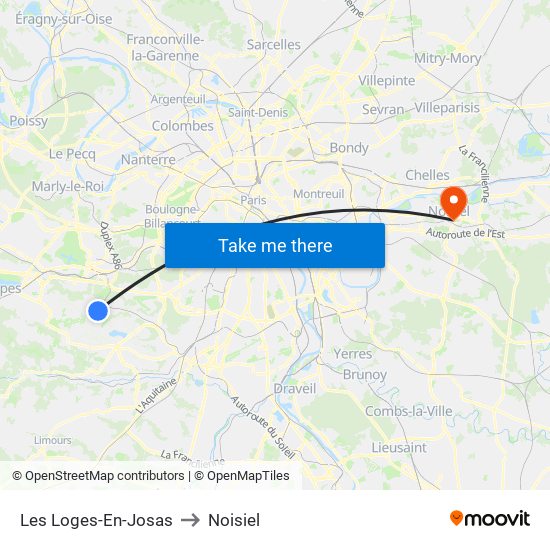 Les Loges-En-Josas to Noisiel map