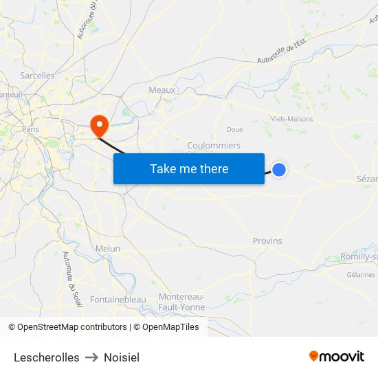 Lescherolles to Noisiel map