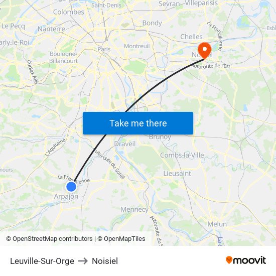 Leuville-Sur-Orge to Noisiel map
