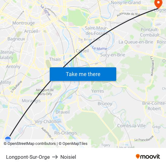 Longpont-Sur-Orge to Noisiel map