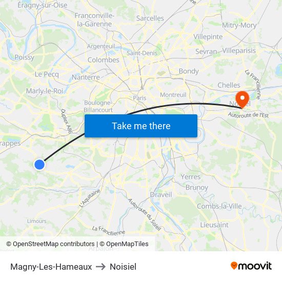 Magny-Les-Hameaux to Noisiel map