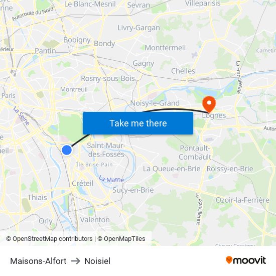 Maisons-Alfort to Noisiel map