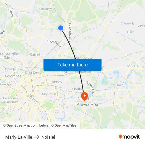 Marly-La-Ville to Noisiel map