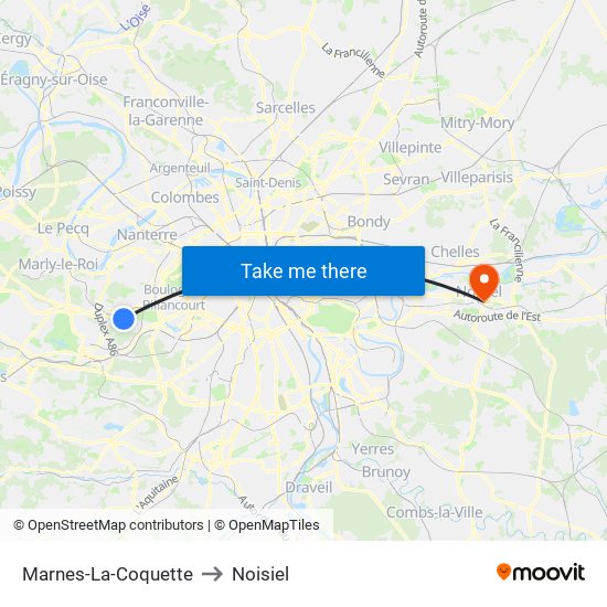 Marnes-La-Coquette to Noisiel map