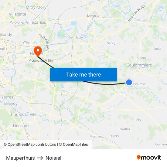 Mauperthuis to Noisiel map