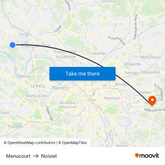 Menucourt to Noisiel map