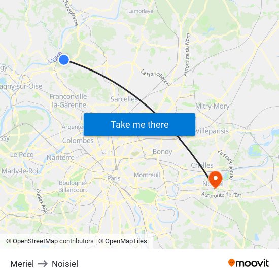 Meriel to Noisiel map