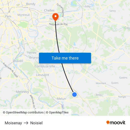 Moisenay to Noisiel map