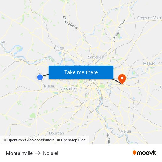 Montainville to Noisiel map