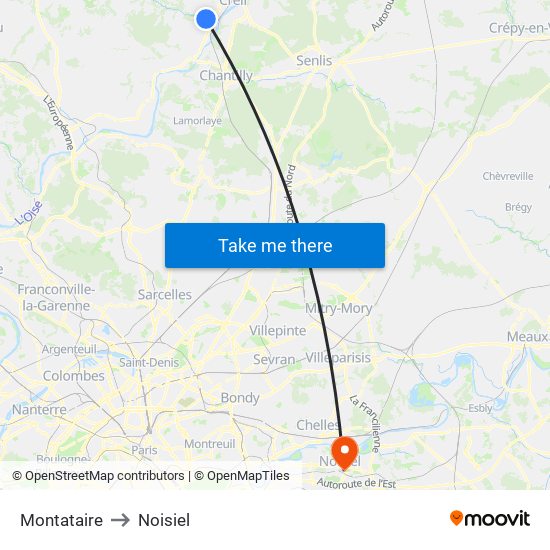 Montataire to Noisiel map