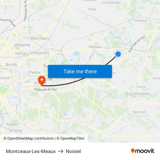 Montceaux-Les-Meaux to Noisiel map