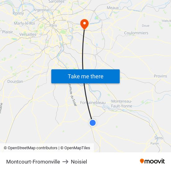 Montcourt-Fromonville to Noisiel map
