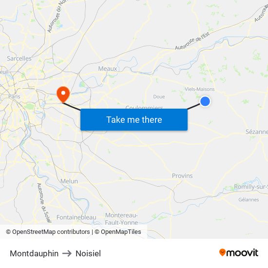 Montdauphin to Noisiel map