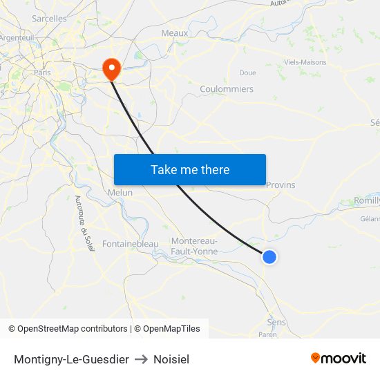 Montigny-Le-Guesdier to Noisiel map