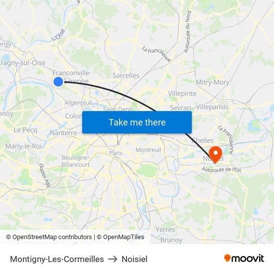 Montigny-Les-Cormeilles to Noisiel map