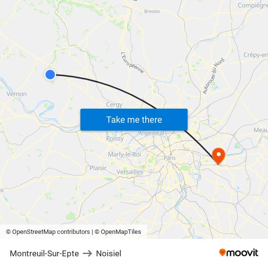 Montreuil-Sur-Epte to Noisiel map