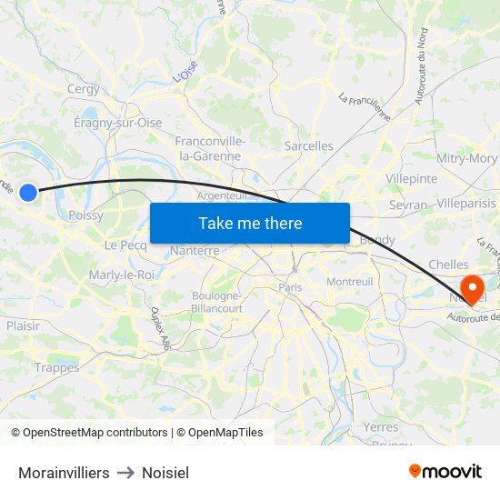 Morainvilliers to Noisiel map