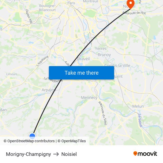 Morigny-Champigny to Noisiel map