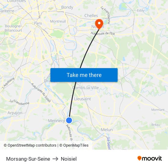 Morsang-Sur-Seine to Noisiel map