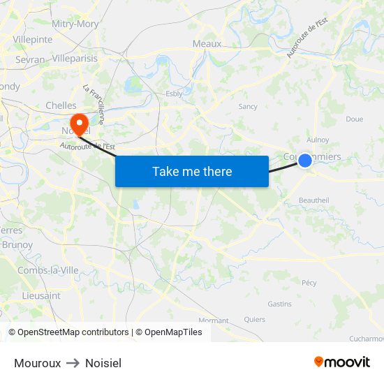 Mouroux to Noisiel map