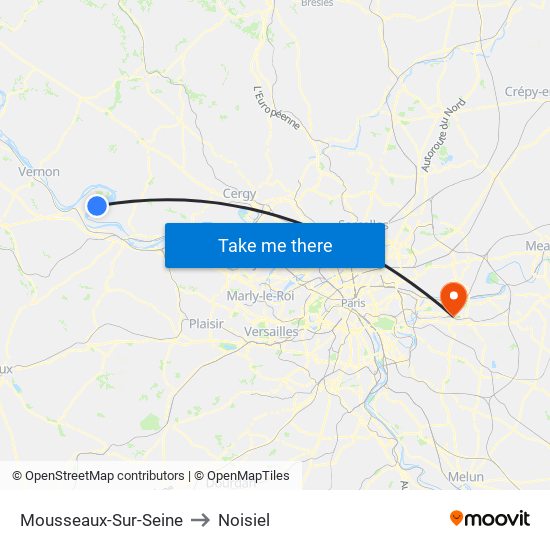 Mousseaux-Sur-Seine to Noisiel map
