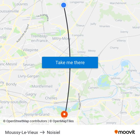 Moussy-Le-Vieux to Noisiel map