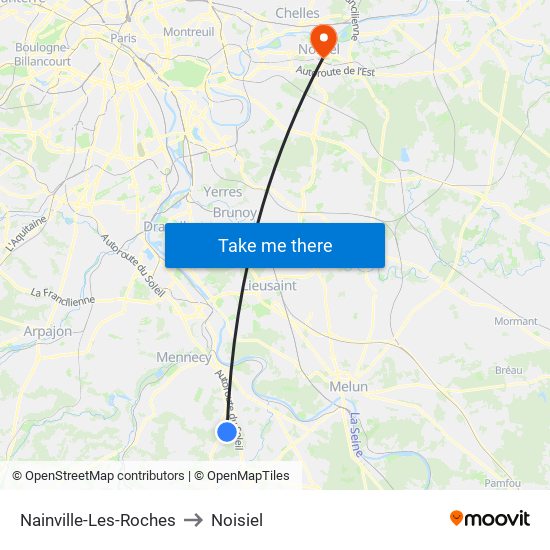 Nainville-Les-Roches to Noisiel map