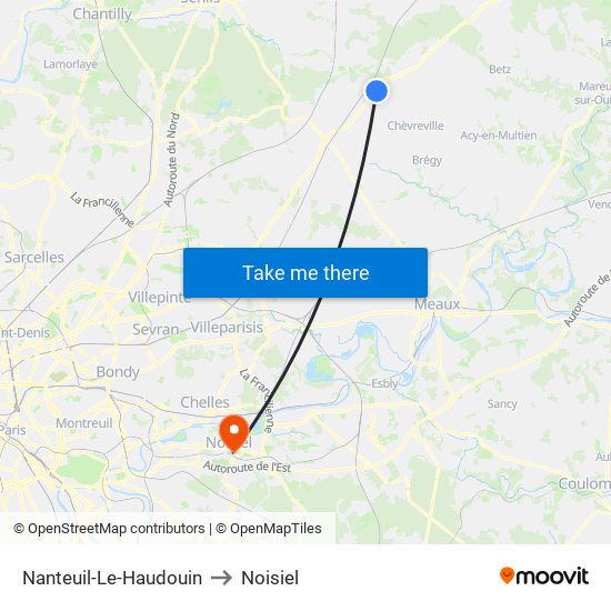 Nanteuil-Le-Haudouin to Noisiel map