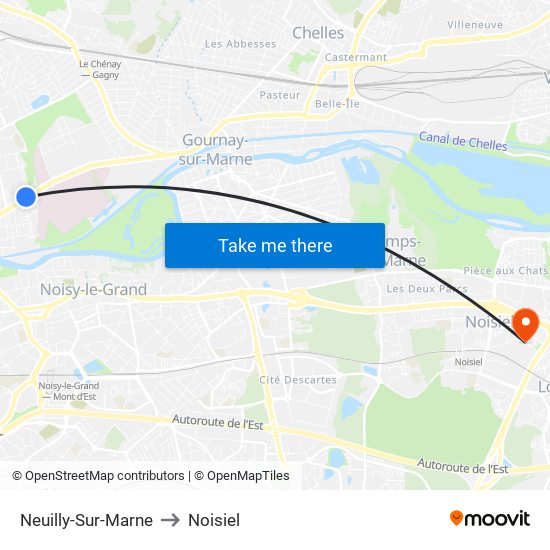 Neuilly-Sur-Marne to Noisiel map