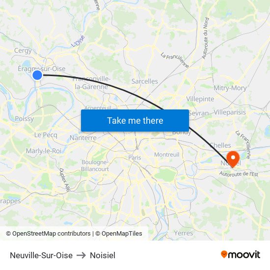 Neuville-Sur-Oise to Noisiel map