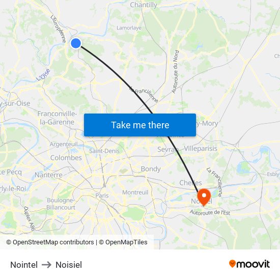 Nointel to Noisiel map