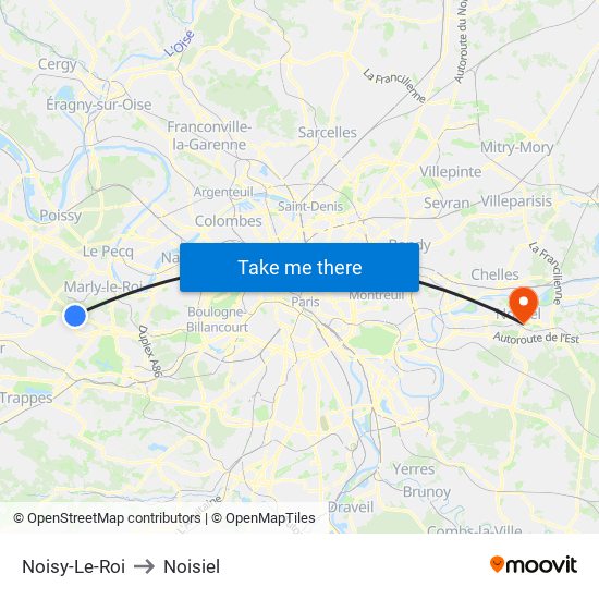 Noisy-Le-Roi to Noisiel map