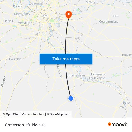 Ormesson to Noisiel map