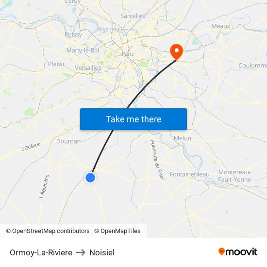 Ormoy-La-Riviere to Noisiel map